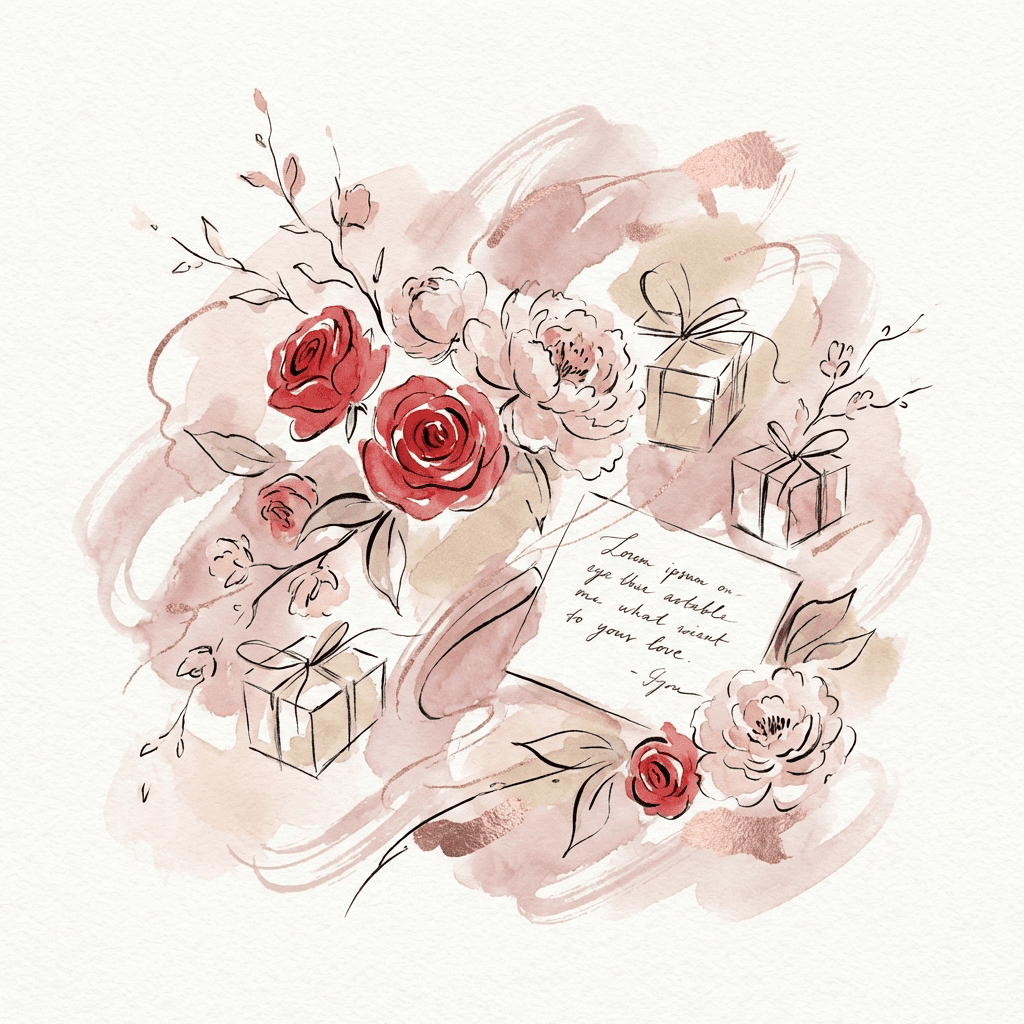 Valentine's Day morning surprise flower delivery with red roses and a romantic card.