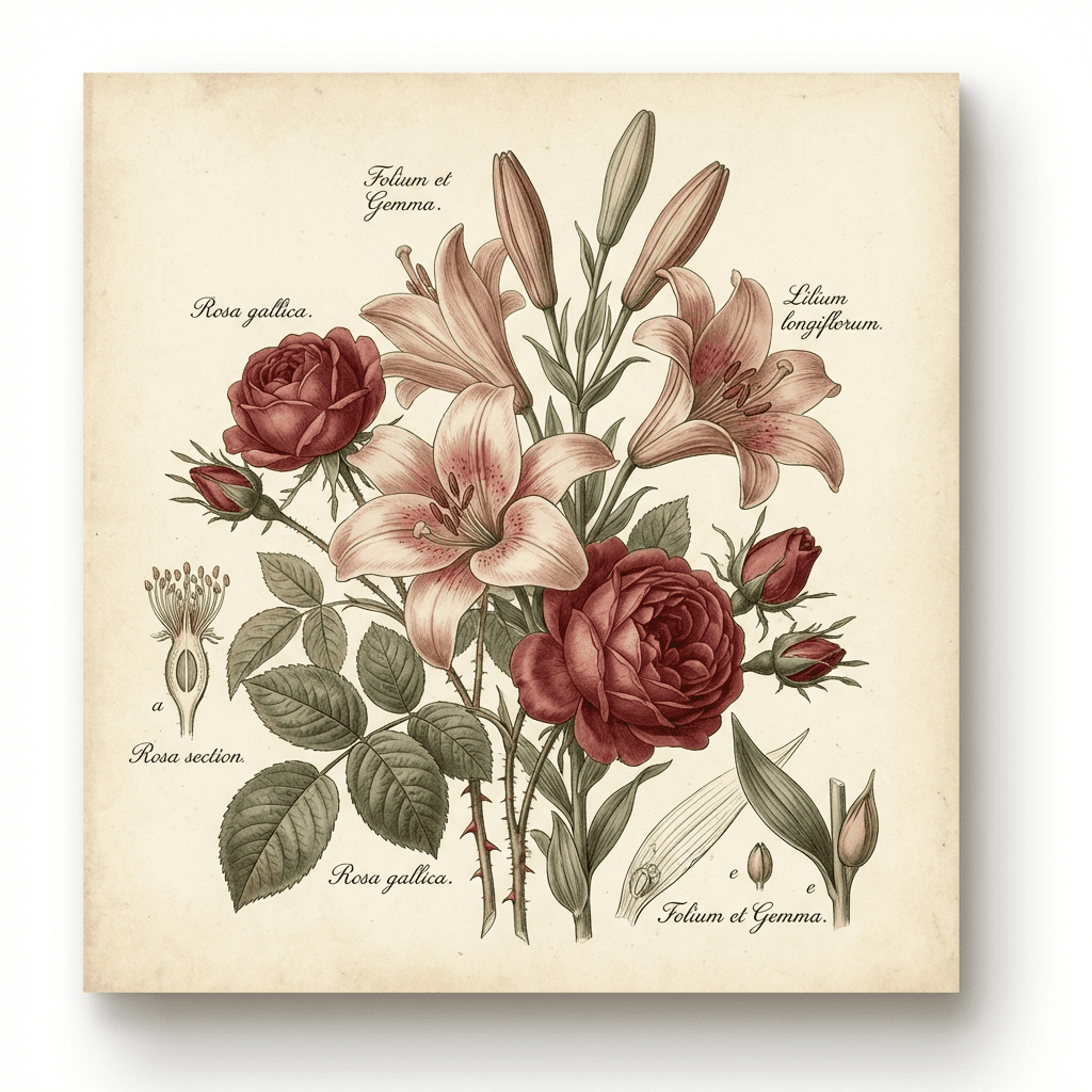 Beautiful Valentine's Day flower bouquet with red roses and pink lilies.