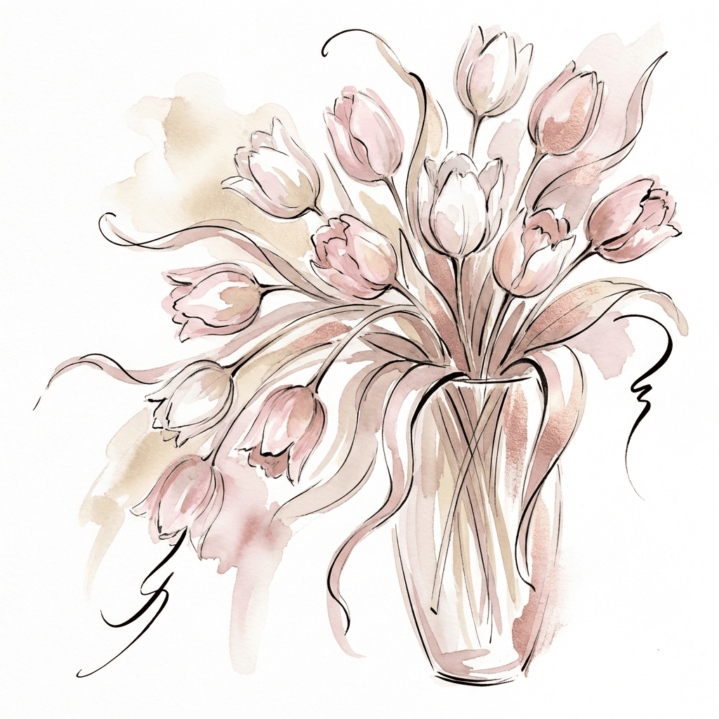 Beautiful Valentine's Day tulip bouquet in shades of pink and white