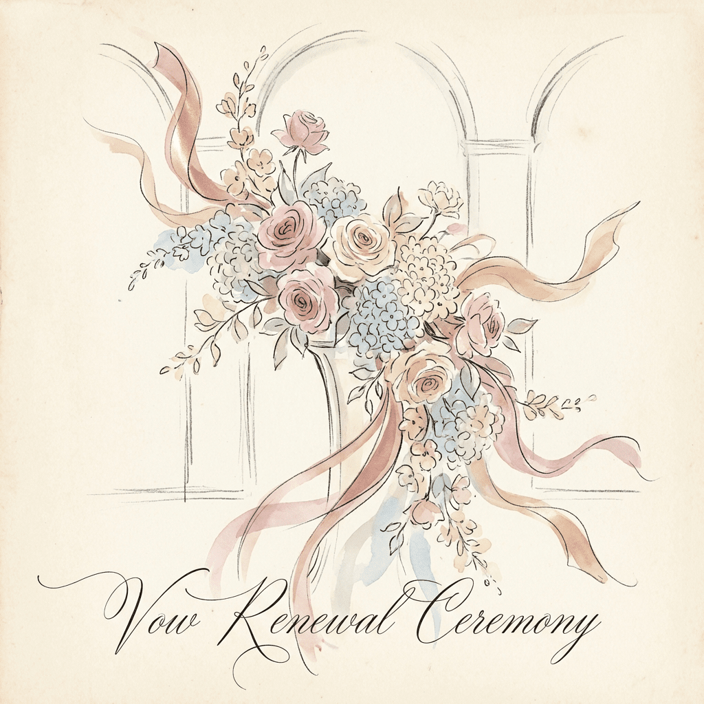 Beautiful vow renewal flower arrangement with roses and hydrangeas