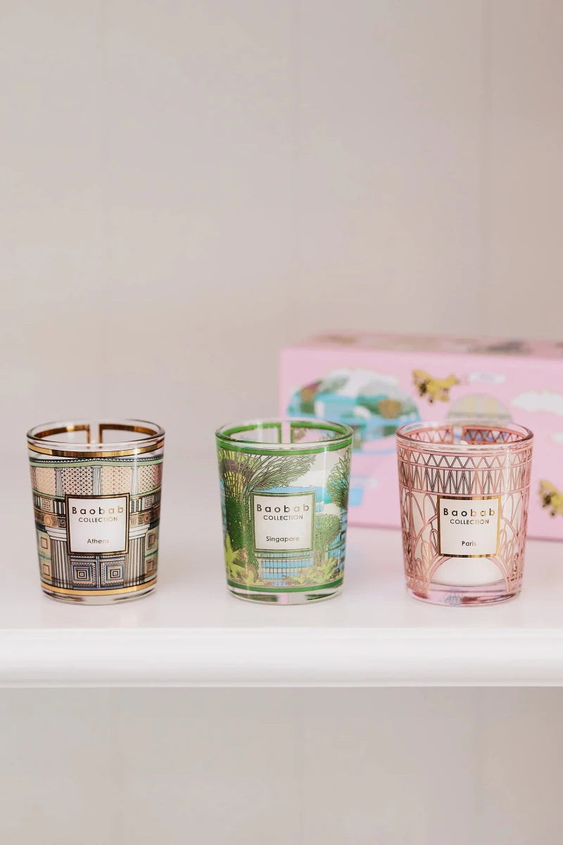 Baobab Collection: Trio Travel Candles Singapore-Athens-Paris