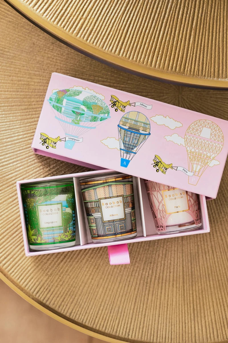 Baobab Collection: Trio Travel Candles Singapore-Athens-Paris