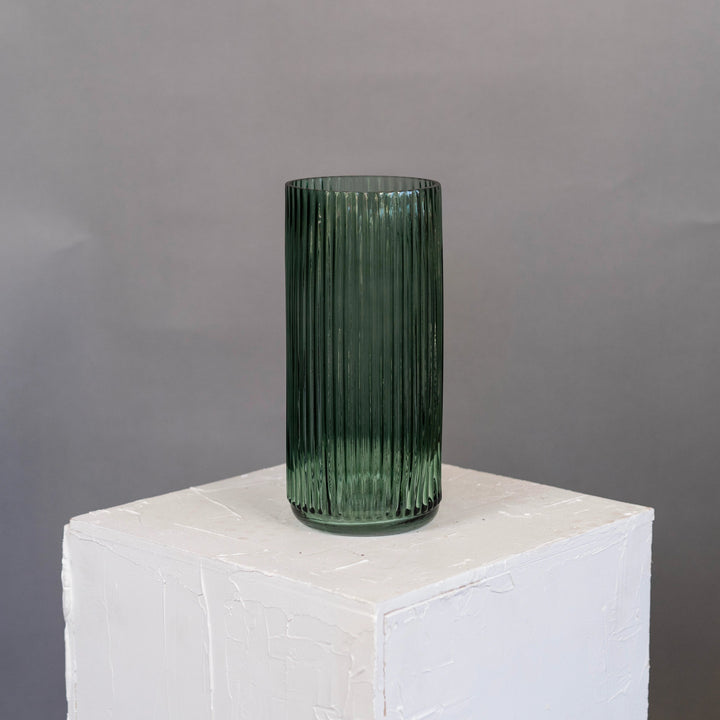 Designer glass green flower vase