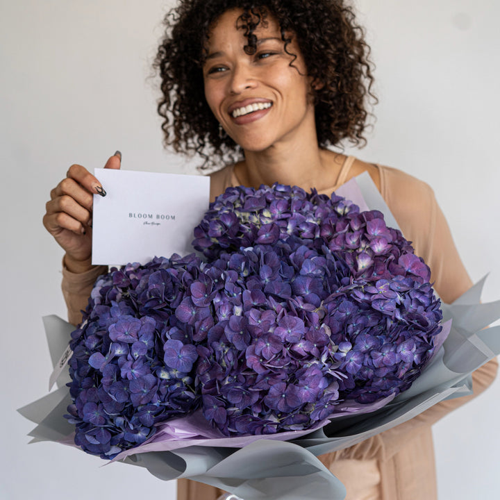 Bouquet with 10 / 15 / 20 lilac hydrangea flowers