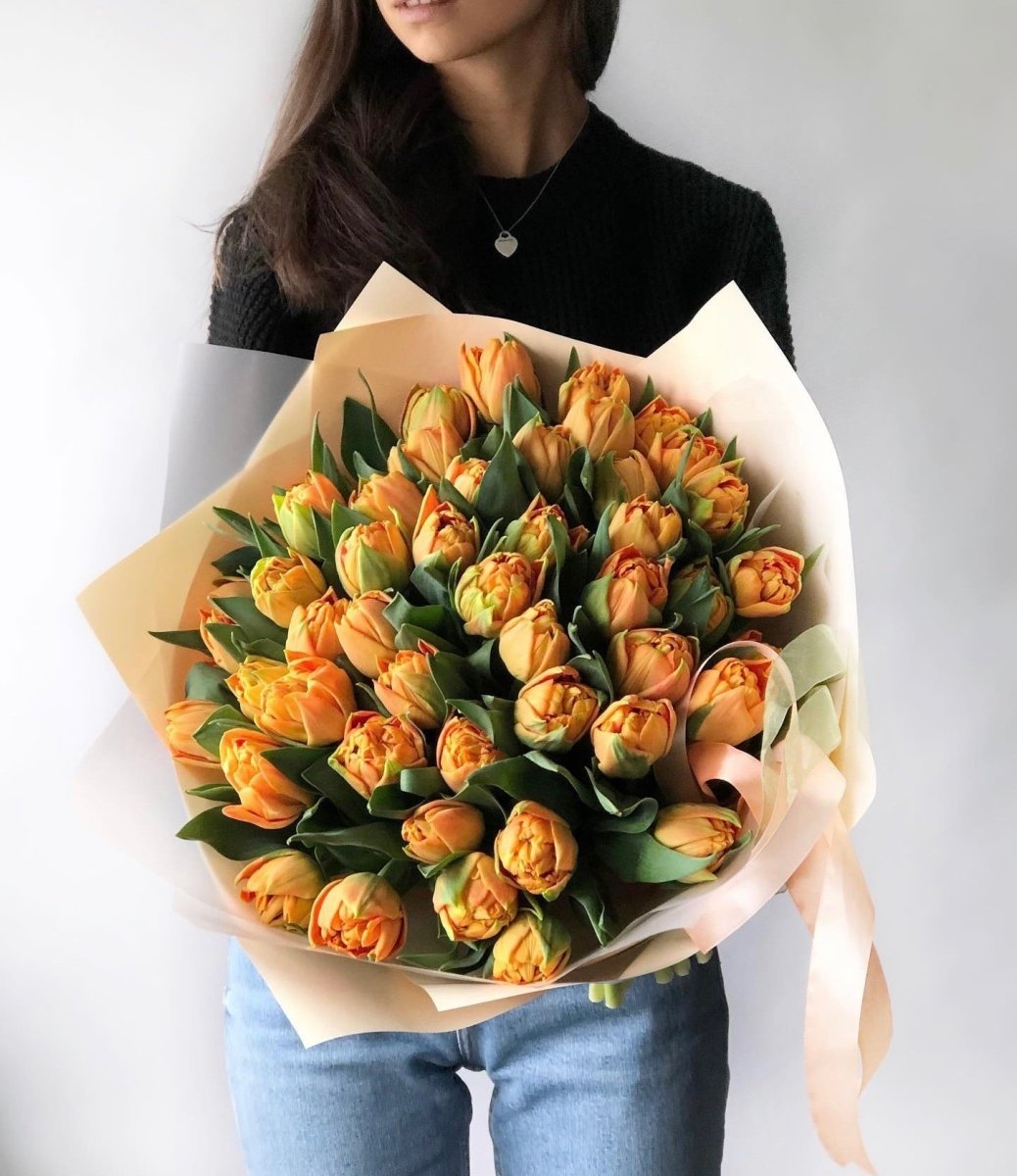 Bouquet of 49 orange tulips