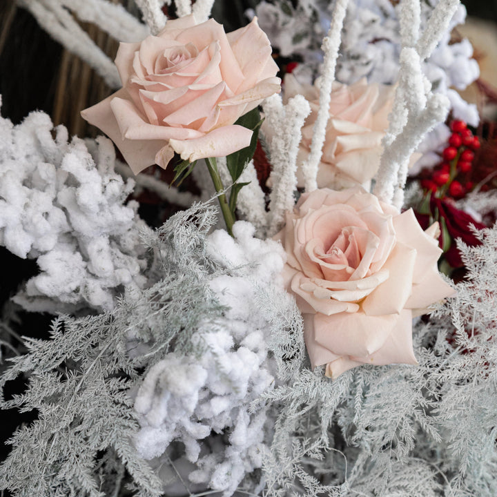 Bouquet "Red Snow" with roses
