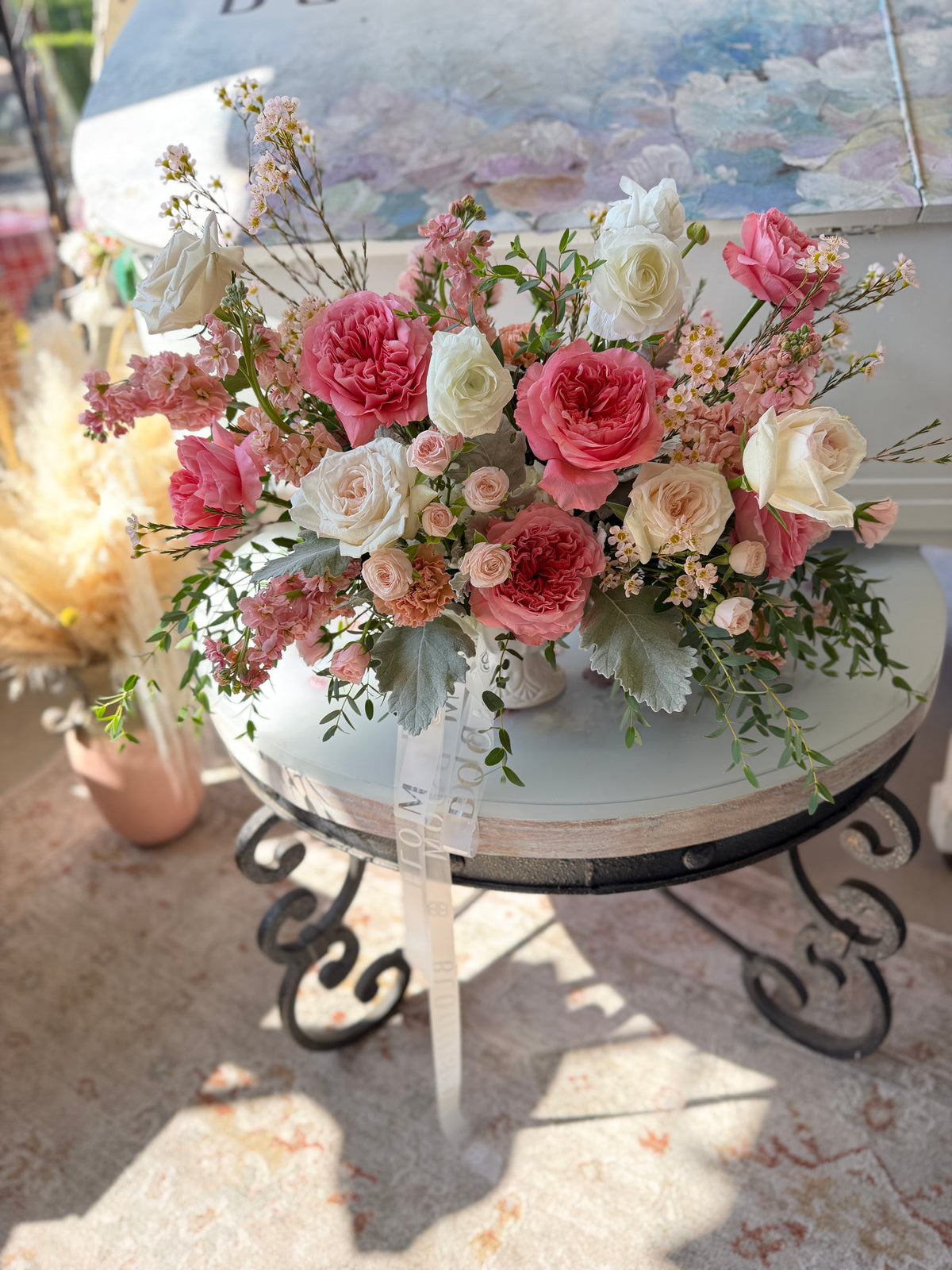 Coral Blush — Compote Arrangement