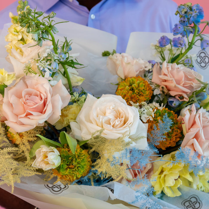 Small bouquet "Lovely" with roses and tulips