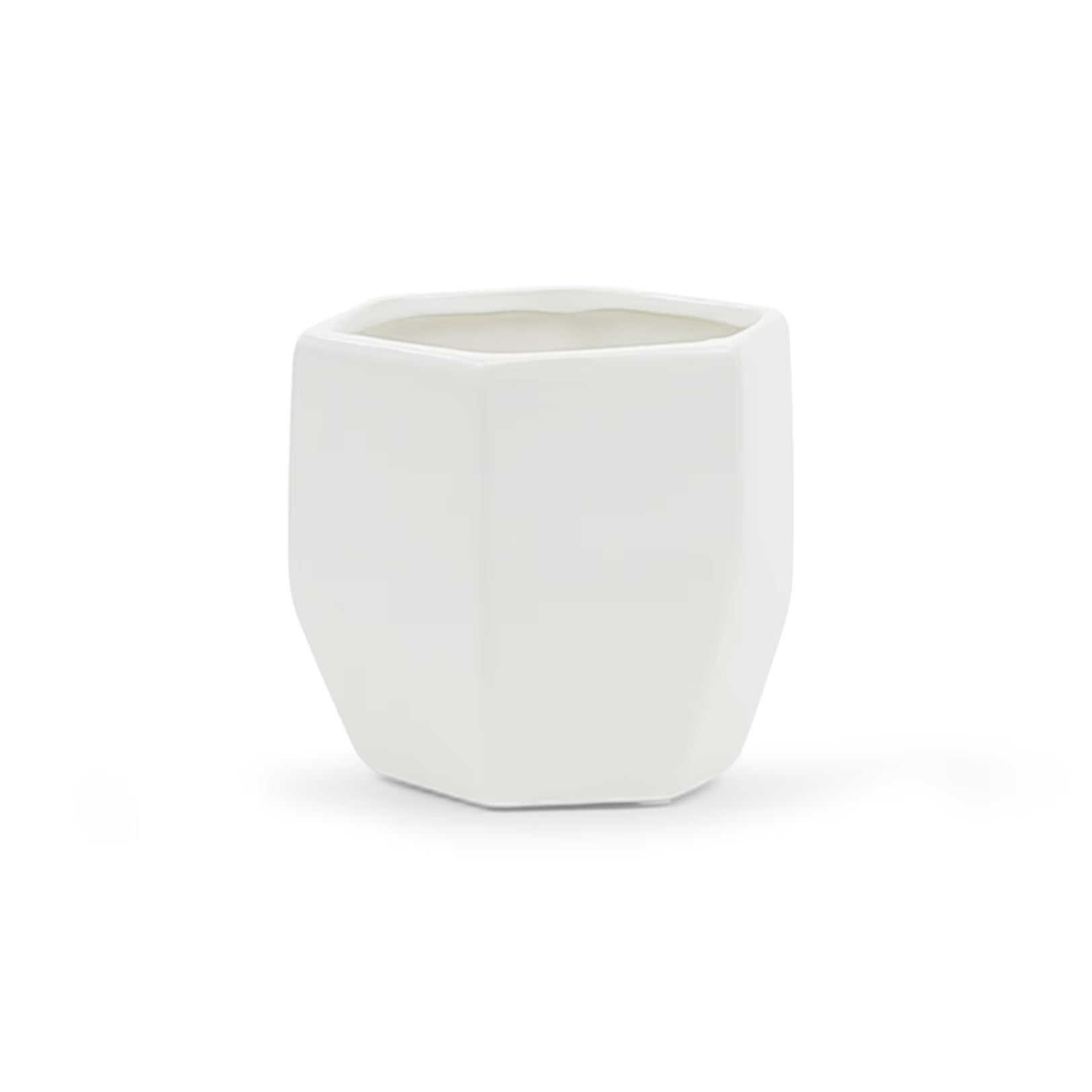Small Geometric Pot - Matte White