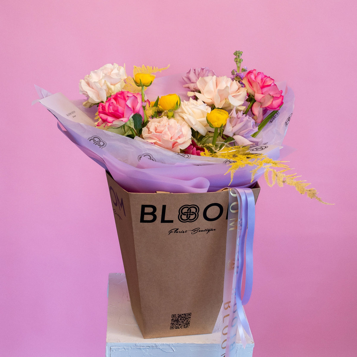 Simple bouquet "Spring Garden" with roses and tulips