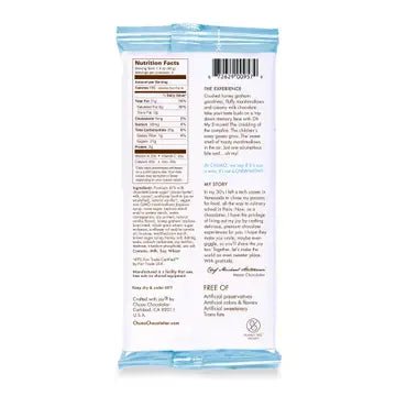 Light blue nutrition facts label package back showing ingredients and product information on white background