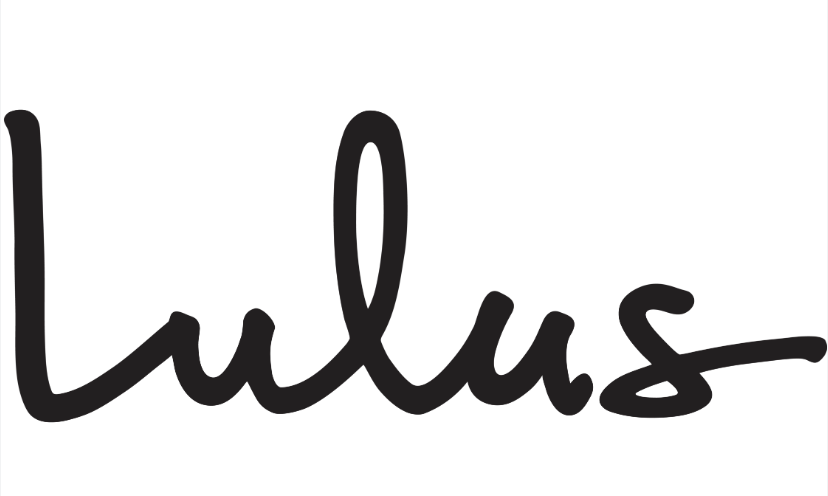 Lulus black cursive script logo on white background