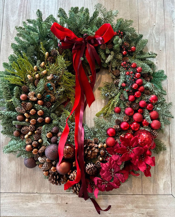 Elegant holiday wreath with pearl accents