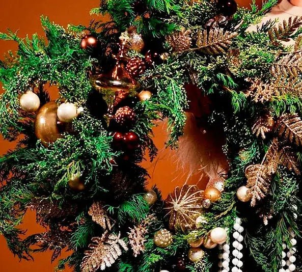 Gold and bronze decorated Christmas wreath